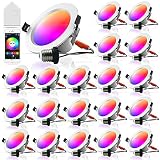 MagicLight 4" Smart Recessed Light 20Pack, WiFi & Bluetooth Retrofit LED RGBCW Color Changing Smart