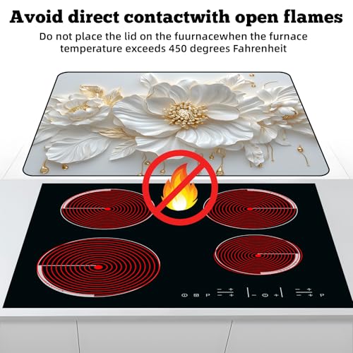 Image of Multi-Design Stove Cover for Glass /Electric Stoves - 3-in-1 Heat-Resistant Protector Mat, Non-Slip Drying Rack 28 inchx20 inch
