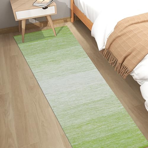 MDZ® Hand Woven Cotton Ombre Rug Runner for Bedroom, Living Room/Yoga Mat for Gym & Exercise, Size: 2x6 Feet or 24x72 Inches | 100% Cotton | Organic |