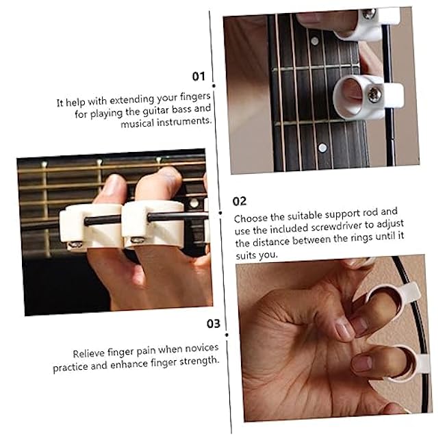 Healifty Finger Expansion Sleeves for Guitar Ukulele Piano Training Elastic Finger Stretcher and Strengthener for Beginners Smooth Surface High Toughness White Standard