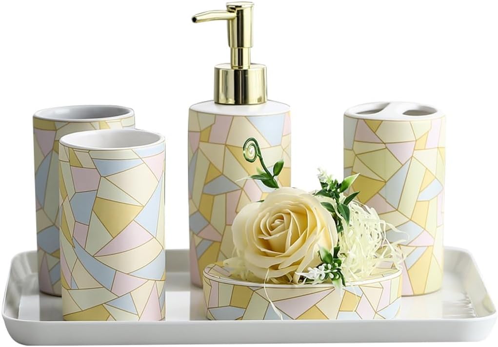 HBJWOV Bathroom Kit Bathroom Supplies Ceramic Mouthwash Cup Toothbrush Holder Emulsion Bottle