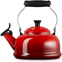 Vista 3 de Le Creuset Tetera silbante de acero esmaltado, 1.7 cuartos de galón, color cereza
