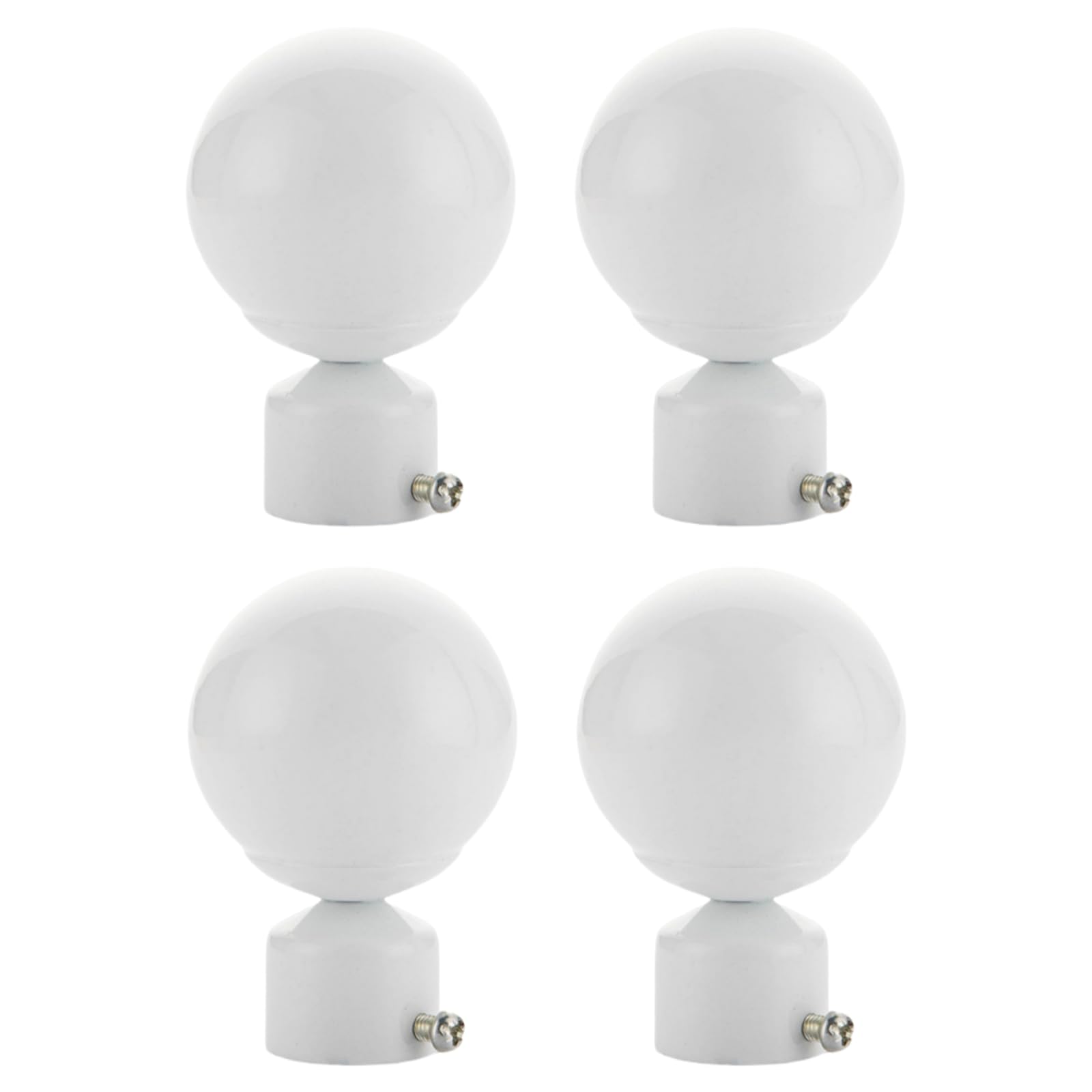 Essmoko White Curtain Pole Ends 22/25/28Mm Spherical Adjustable Curtain Rod Tip Decorative Head Iron Alloy Material 4Pcs 25Mm
