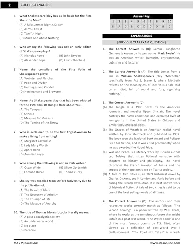 Image of CUET PG English Literature 2026 Book | Previous Year Solved Papers (2022-2025) & 5 Mock Test with Detailed Solution | Best Seller PYQ for NTA CUET PG ... | IFAS Publications (CUET PG English Book)