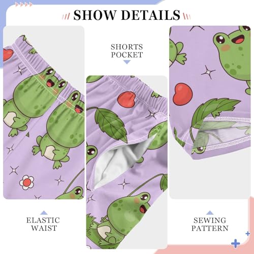 Cute Frogs Purple Boys Pants for Kids Jogger Pants with Pockets S-XL4