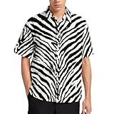 Lurhonp Camisa casual de verano con estampado animal para hombre, manga corta, con botones, Cebra, 4X-Large