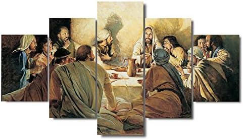 Giclee Print Canvas Poster Wall Art Framework Jesus Abstract Paintings Modular Living Room HD Prints Last Supper Pictures (Size 3:16x24inchx2,16x32inchx2,16x40inchx1 Frame)