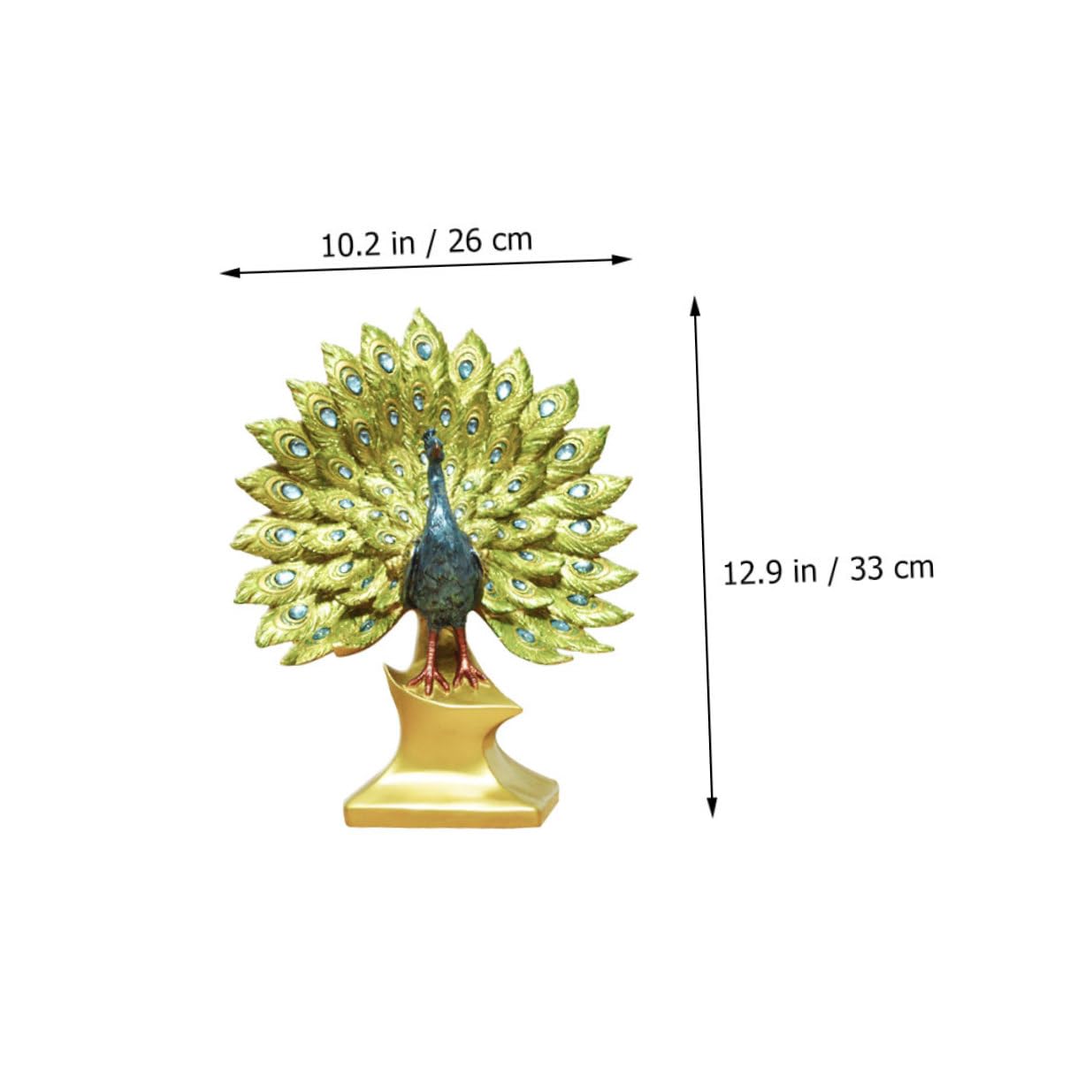 NUOBESTY Dekorative Pfauenfigur aus Bruchfestem Kunstharz Mittelgroße Tischdekoration mit Stabilem Stand Elegante Wohndeko für Wohnzimmer und Hochzeit