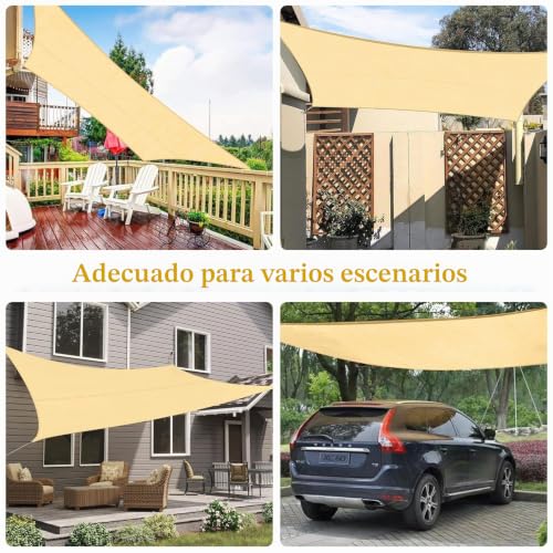 Toldo vela de sombra rectangular de 3x4m para solucionar el exceso de calor y sol en el patio 7