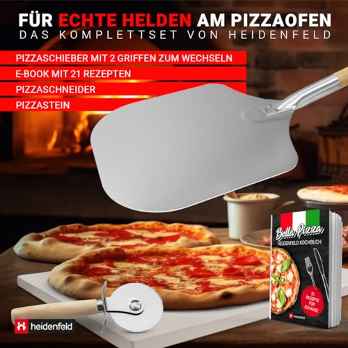 5in1 Pizza Set | Pizzastein für Backofen & Gasgrill - 2in1 Pizzaschieber - Pizzaschneider -...