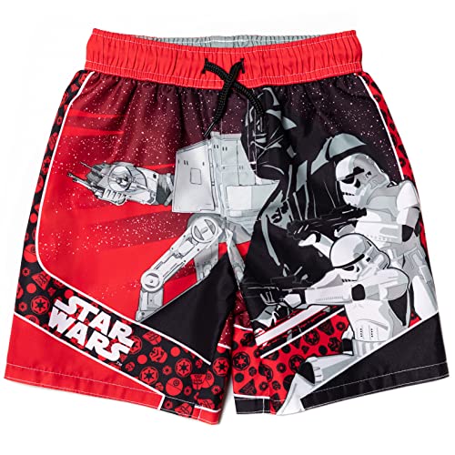 Star Wars Darth Vader Stormtrooper Little Boys Swim Rash Guard Swim Trunks Black/Red 5-6 #TOP2