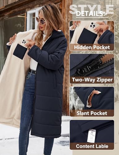 Women Winter Coats Fleece Long Coats Jackets Oversized Warm Down Jacket with Hood3