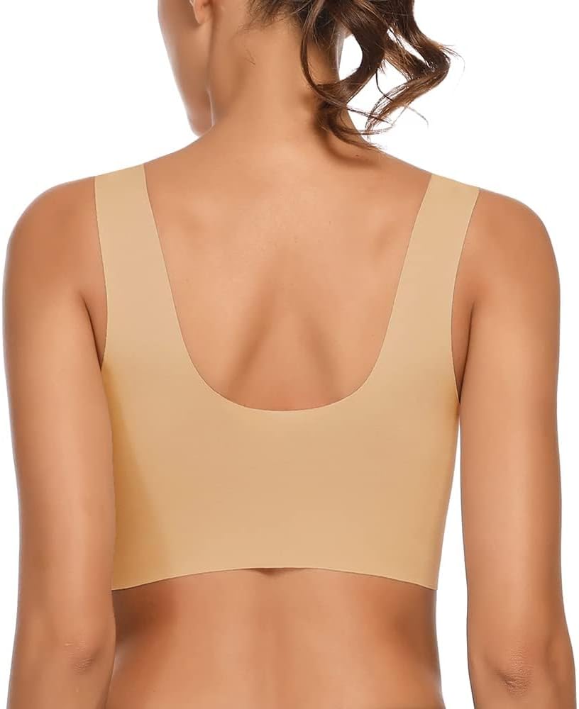 WOWENY Seamless Wirefree Bras for Women Comfy Mesh Soft Padded Back Smoothing Bra - Image 2