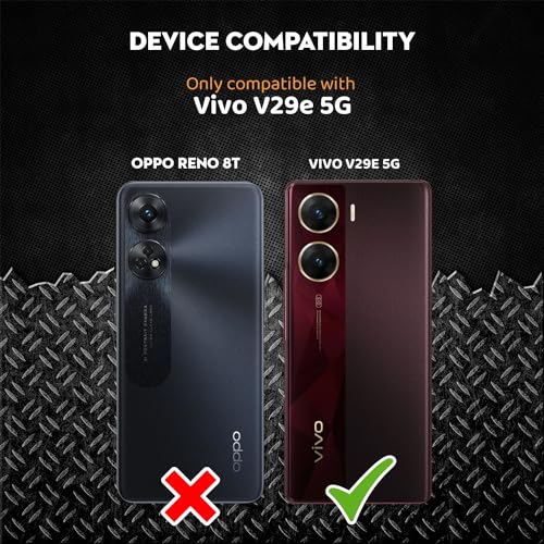 Image of Polycarbonate Crystal Clear Back Cover Case for Vivo V29E 5G | 360 Degree Protection | Shock Proof Design | Transparent Back Cover for Vivo V29E 5G - Black Bumper
