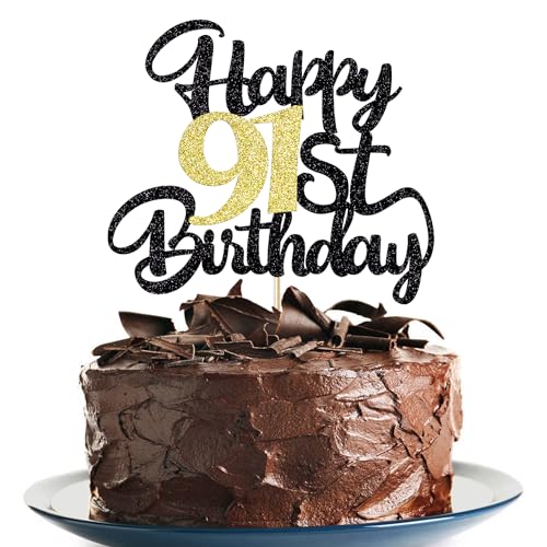 Image of Klionjor 91st Happy birthday cake topper happy cake decoration 91st birthday party decoration gift plugin (91