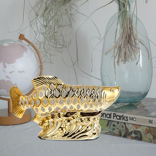 Poisson décoratif en céramique or idée cadeau originale