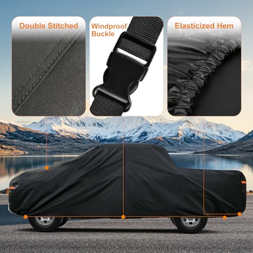 Image of Kayme Truck Cover Custom Fit GMC Sierra(2002-2025) Double /Extended /Crew Cab SB. Full Exterior Heavy Duty Outdoor Pickup Truck Car Cover Waterproof All Weather.Car Tarp for Wind Sun Dust Protection.