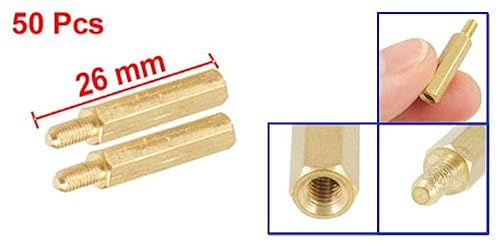 Miniatura 3 de Paquete de 25 espaciadores de separación de tornillo M3 macho a hembra, separadores hexagonales de latón de 1.024 in (1 pulgada), rosca M3x20+0.236