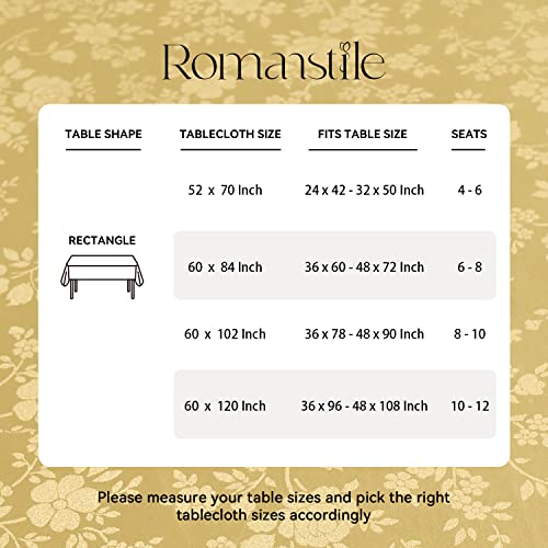 Image of Romanstile Waterproof Vinyl Tablecloth Rectangle, 52 x 70 Inch, Rose Gold | Flannel Backing Wipeable Table Cloth, Heavy Duty Plastic PU Table Cover for Kitchen Dining, Indoor & Outdoor Use