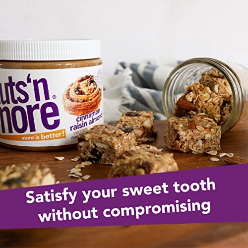 Nuts ‘N More Cinnamon Raisin Almond Butter Spread, All Natural Keto Snack, Low Carb, Low Sugar, Gluten Free, Non-Gmo, High Protein Flavored Nut Butter (15Oz Jar) #TOP2