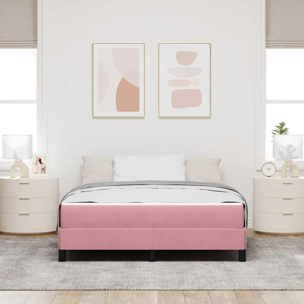 tapicerowane kontynentalne prostokątny Różowy 160 x 200 cm | Łóżko sprężynowe z materacem Różowy 160x200 cm tkanina tapicerowane kontynentalne z pojemnikiem