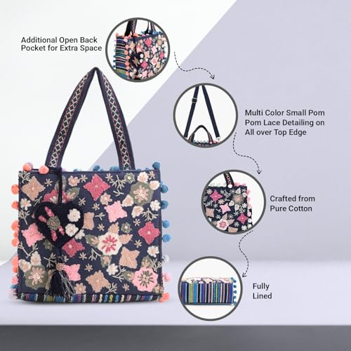 Image of Boho Girl Mini Tote Bag for Women Whimsical Jacquard Handbag with Adjustable Strap Stylish and Elegant Ladies Crossbody Shoulder Purse, Sling Bag Perfect Birthday, Anniversary and Wedding Gift
