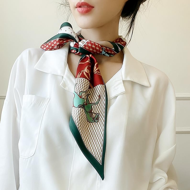 Image of Head Hair Scarf for Women,Silky Long Headscarf Purse Bag Scarfs for Handbag Fashion Satin Neck Scarves Accessories