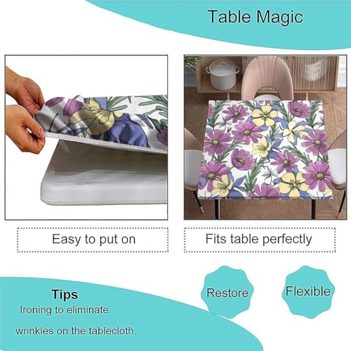 Nappe carrée polyester lavable à motif floral rétro pour table extérieure - 3