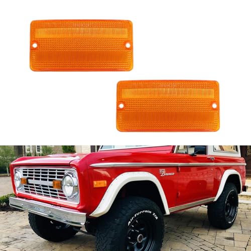 Tonsya For 1969 1970 1971 1972 1973 1974 1975 1976 1977 Ford Bronco Truck Front Grill Parking Turn Signal Lights housings Amber Lens D1UZ-13208-A