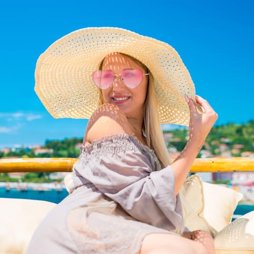 zaknszan 3 Paires de Lunettes Spécifications hippies Lunettes, Lunettes de Soleil Rétro en Forme de Cœur Dégradé Rose, Cadre Or Rose – vue 5