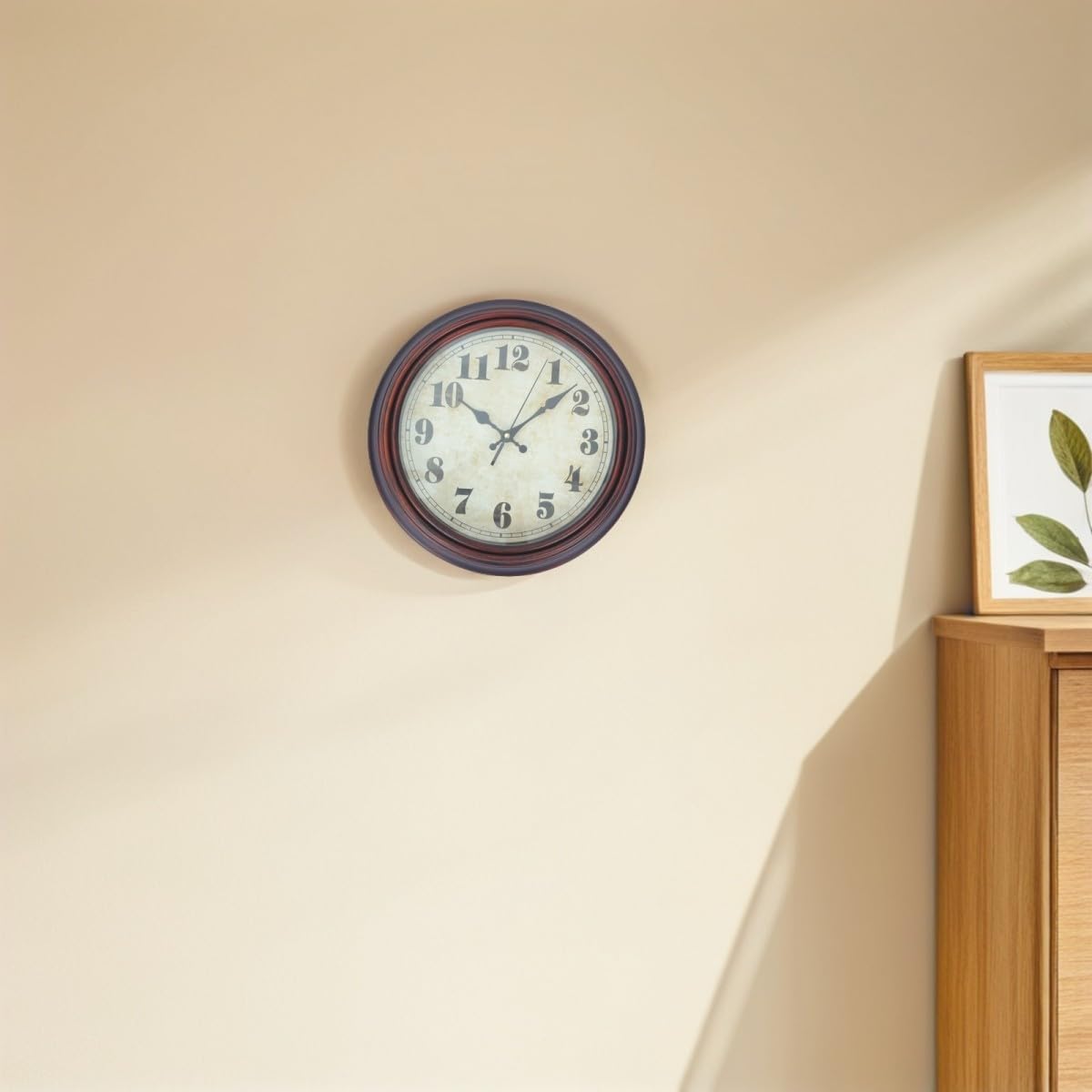 Reloj de Pared Vintage, Reloj de Pared de Cuarzo, 12 Pulgadas, Redondo, Silencioso sin Ruido, Números Clásicos de Alta Visibilidad, de Plástico y Electrónica, para Salón