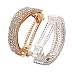 2Pcs Fashion Elegant Rhinestone Hair Clip Ponytail Holder Sparkly Semicircle Metal Spring Hair Clips Barrette Accessories for Women Lady Girl Teen Hair Jewelry,Silver and Gold