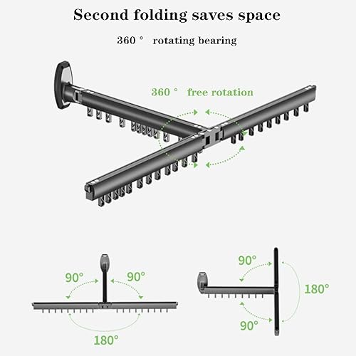 Miniatura 3 de Tendedero de ropa para organización de lavandería, tendedero de secado para colgar en la pared, perchero para colgar en la pared, estante retráctil