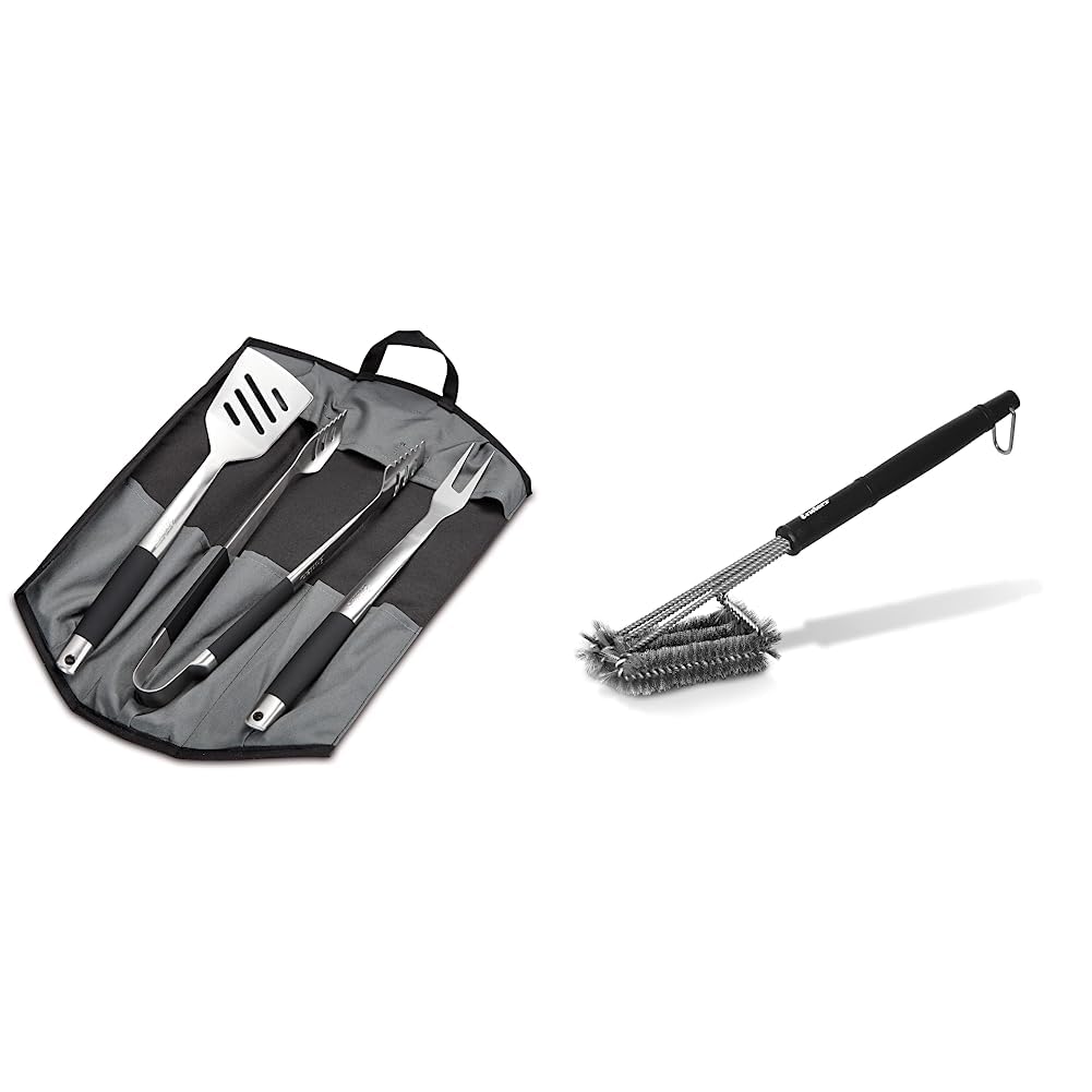 Enders® Premium GRILLBESTECK Edelstahl 3-Set INKL 8786 Grillzange & ® Premium GRILLBÜRSTE MIT EDELSTAHLBORSTEN 8814 Kunststoffgriff