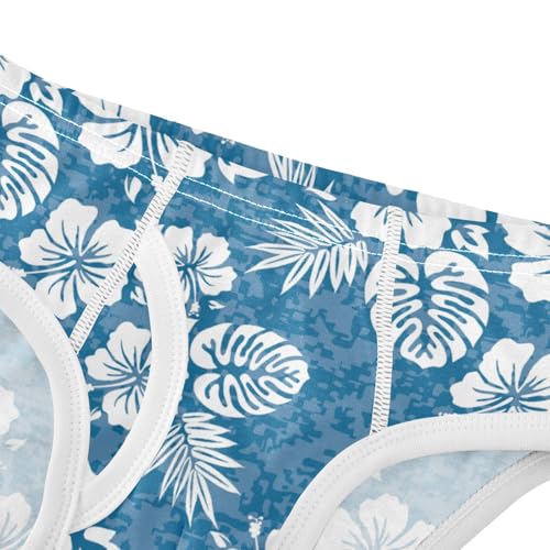 Boys' Exclusive Briefs Toddler Underwear 95% Combed Cotton Boxerbriefs 2T Blue Hibiscus Flower Leaf Pattern 284