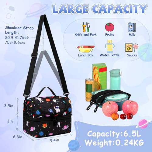 Sac Isotherme Enfant Garçon motif Espace – Lunch Bag Astronaute, Noir – Image 2