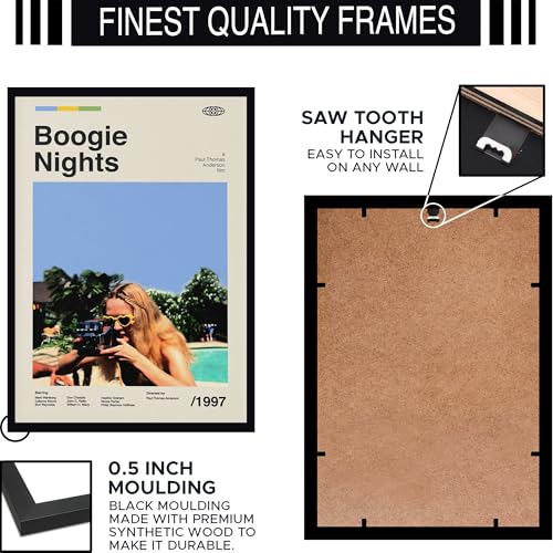 Image of BLINKART Boogie Night Movie Poster Frame 8x12 Inch | Premium 300 GSM Paper Wall Print | Mid Century Vintage Film Artwork for Home, Bedroom, Living Room, Office | Framed Photo Decor