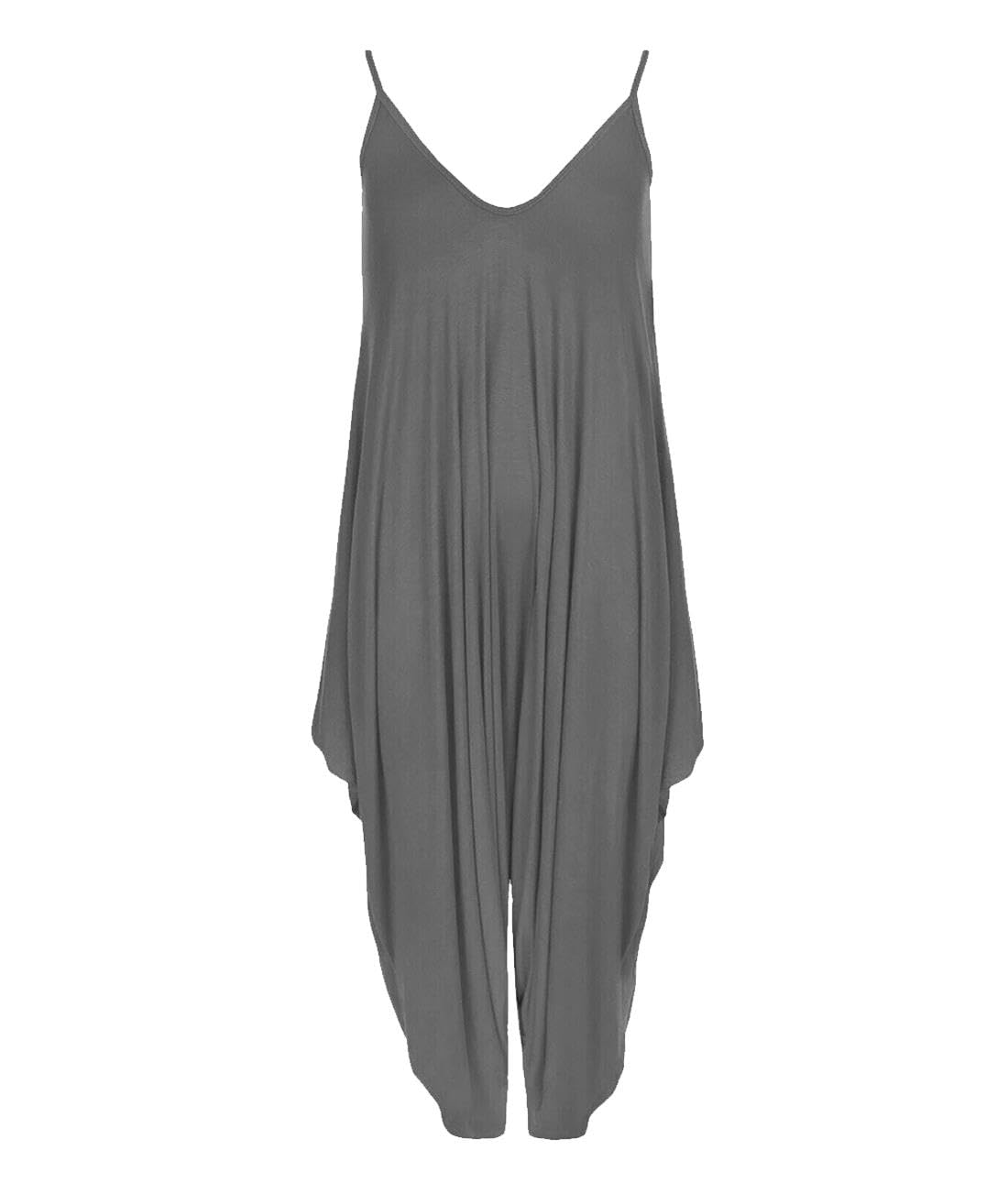 Real Life Fashion Ltd Women's Charcoal Lagenlook Cami Strappy Romper Baggy Harem Jumpsuit Playsuit Dress