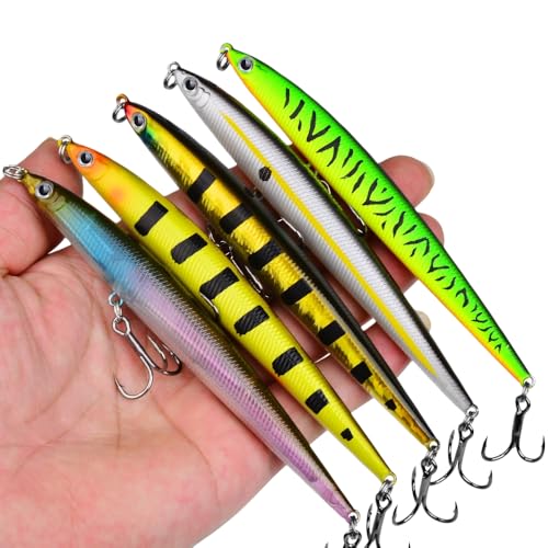 UAERSCH 5pcs Fishing Lures 13.2cm 25.4g Bearking Magnet Weig