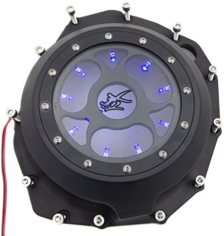 Motor Blue LED Black See Through Engine Clutch Cover For Suzuki Gsx1300R Hayabusa B-King 1999-2013
