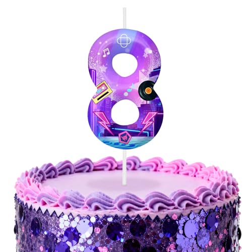 Image of Dark Purple Number 8 Birthday Candles, Cartoon Themed Cake Toppers for Boys Girls Cake Decorations, Birthday Decorations Party Supplies, Number Candles for Party Decor