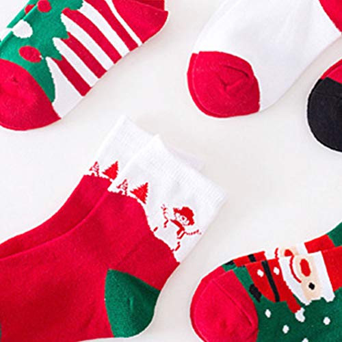 Amosfun 5 pares de meias infantis de algodão para 1 – 3 anos de idade (mistura de Natal), Colorido.,