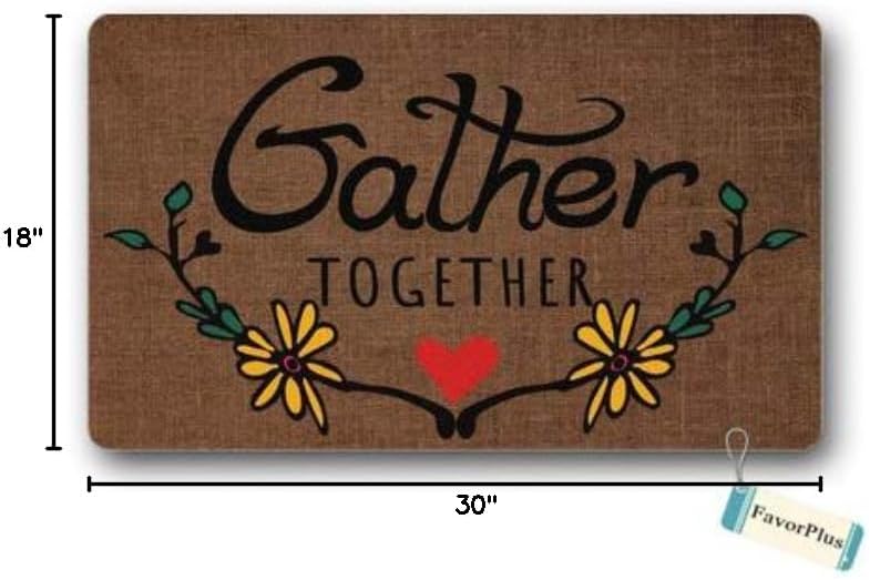 Doormat Gather Together Outdoor/Indoor Non Slip Decor Funny Floor Door Mat Area Rug for Entrance 18x30 inch