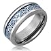8MM Men's Titanium Ring Wedding Band | Celtic Dragon Design over Blue Carbon Fiber Inlay