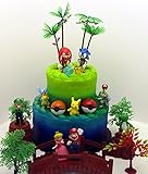 Video Gaming Themed Birthday Cake Topper Set Featuring Random SONIC Figures and Random MARIO...