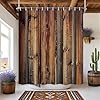 Ydbkt Rustic Wooden Board Brown Shower Curtain, Rustic Barn Door Shower Curtain, Vintage Countryside Wood Board Fabric Bathroom Curtains, Farmhouse Waterproof Cloth Bathroom Sets with Hooks, 72"x72" #2