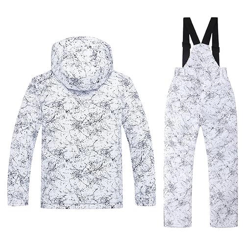 Image of kids snowsuit ski suit pants jacket waterproof snowbibs for boys girls raincoat