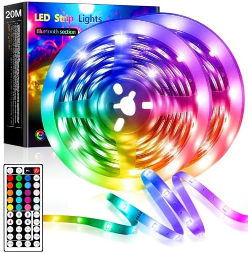 IKERY LED Strip Lights 20M with Remote Control Music Sync RGB 5050, 6 DIY Colours LEDs Strip Lights for Home, Party, Dating, Festival, Indoor Decoration