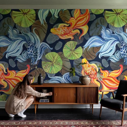 Murales de peces para decorar salones modernos con vinilos decorativos de 152x104 cm 4