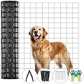 14GA Black Welded Wire Fencing 59ft(L) x 36inch(H) PVC Coated Garden Border Fence Roll Vinyl Metal Wire Mesh for Outdoor Yard Pool Balcony Vegetable Plant Protection Dog Chicken Deer Poultry Netting